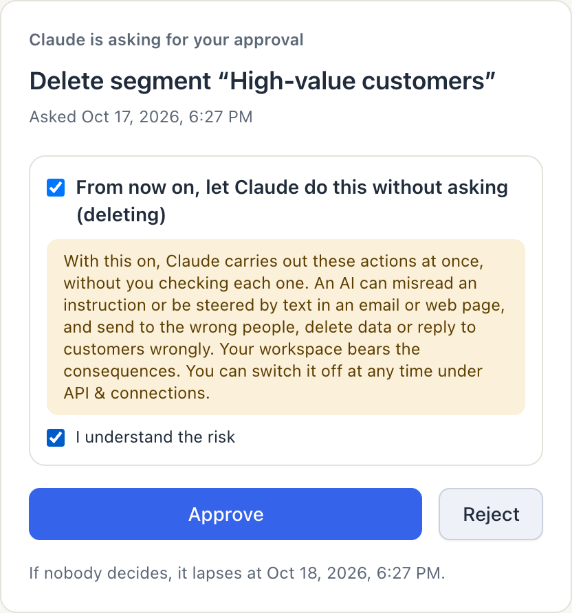 Approving a request from an AI app in EterMail