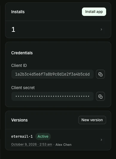 Copy the Client ID and secret